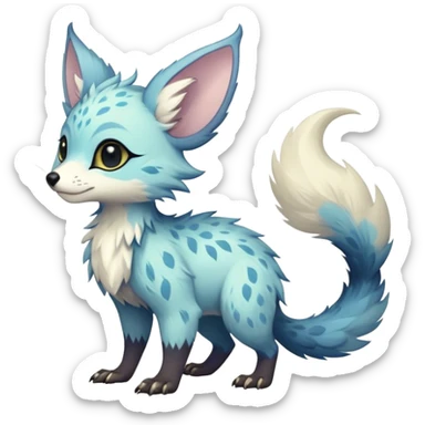 Epic Feral Rare Fantasy shiny pastel Vernid-Trico-species by LiLaiRa, random markings, tufted tail, tufted ears, full body sticker