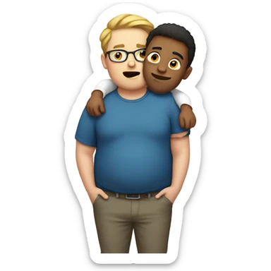 overweight guy holding a nerdy kid sticker