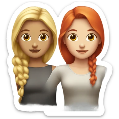 2 girls, white girl with blonde hair and white girl with red hair  sticker