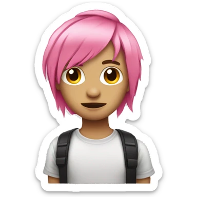 emo emoji with pink hair sticker