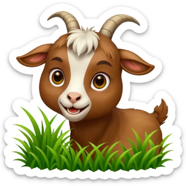 goat in the process of biting grass sticker