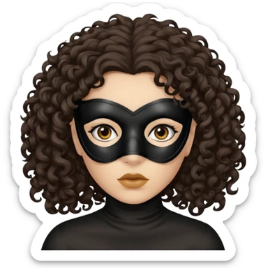 woman with robber mask concerned dark curly hair sticker