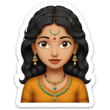 Indian fat girl south Indian wavy medium black hair ,tan darker skin sticker