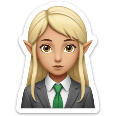 female elf with tie, business sticker