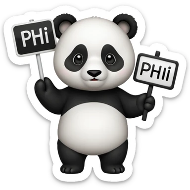 Сделай эмодзи где стоит панда у нее в руках табличка а на табличке написано @ph1lanthropov sticker