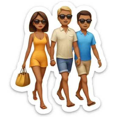 couple walking on the beach sunset in background sticker