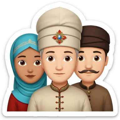 Emoji symbolizing three different cultures of Russia in the form of people (for example, Russians, Tatars, Bashkirs) sticker