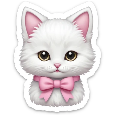 Uma gatinha branca com lacinho rosa sticker