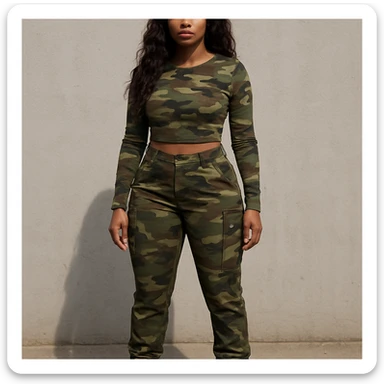realistic full body camo baddie redbone, face included  sticker