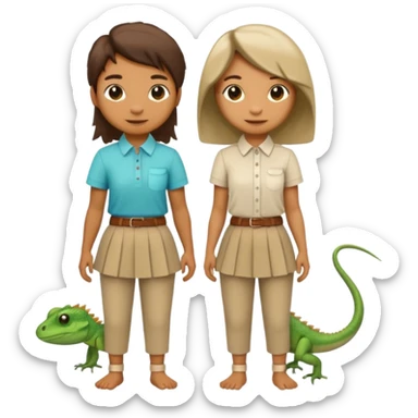 Romantic Lizard couple wear cute skirt and pants with shirt  sticker