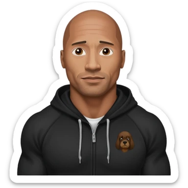 dwayne johnson with black hoodie sticker