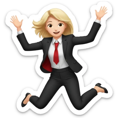 a girl in a formal suit jumps with joy sticker