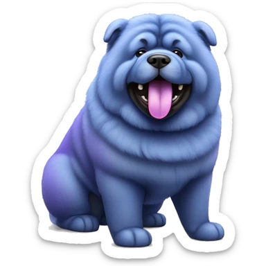Full body blue Chow chow with purple tongue, photorealistic 4k sticker
