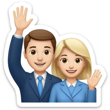 married couple waving sticker