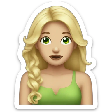 woman with blonde hair and green eyes cry sticker