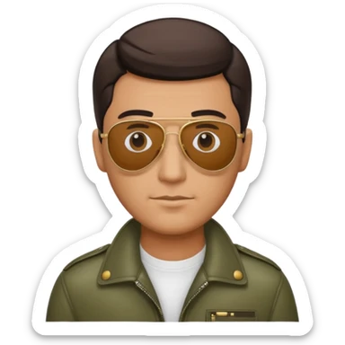 Man with comb over hairstyle wearing aviator sunglasses sticker