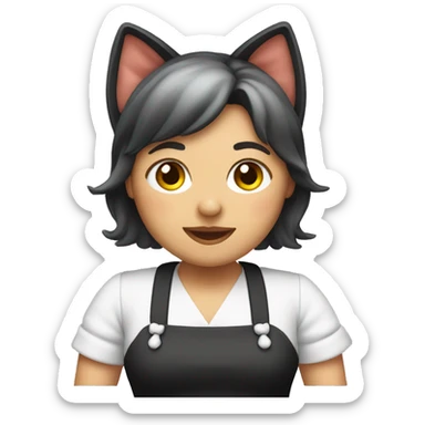 A fat maid with cat ears sticker