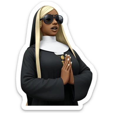 blonde nun in dark habit sticker