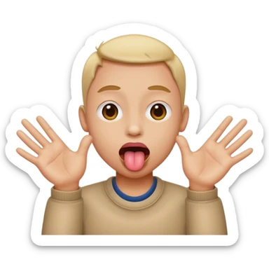 tongue sticking out with hands to the side sticker