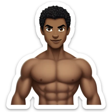 Muscular Afro light-skinned teenager as superhero shirtless Prince Namor. sticker