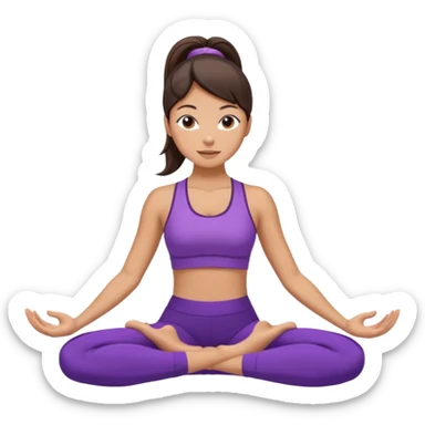woman dark brown hair in ponytail doing yoga in purple uniform sticker