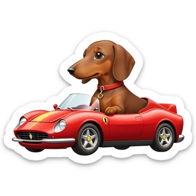 daschund in ferrari sticker