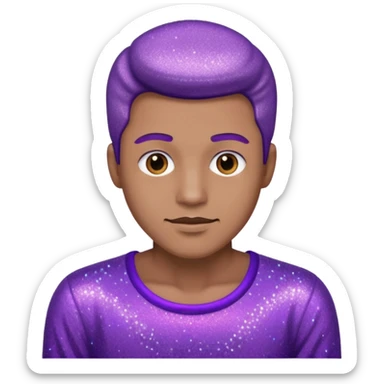 man supervisor wearing glitter purple glittery clothes sticker