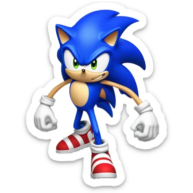 sonic with lots of legs going fast as hell sticker