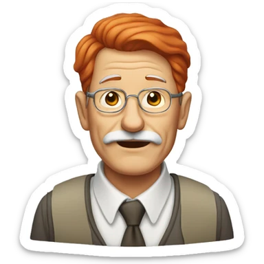 80 years old man with red hair Just don't draw him a mustache. sticker