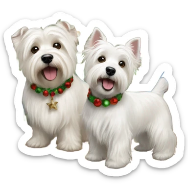 Two Westies and a havanese Christmas sticker