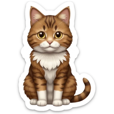 brown tabby cat with white markings, sitting sticker