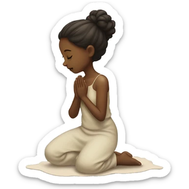 Girl on her knees prays sticker