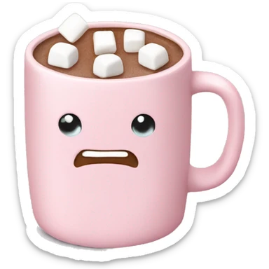 Light Pink mug of hot chocolate with marshmallows  sticker