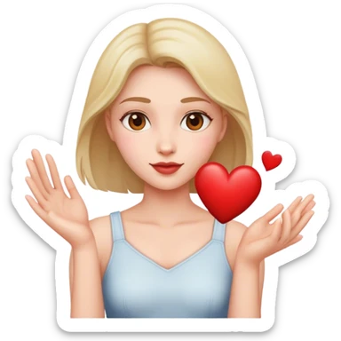 Heart being thrown at woman sticker