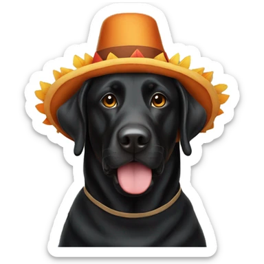 Full size Black Lab dog in a turkey costume sticker