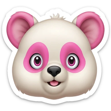 Osito blanco tierno, circulo en estomago y orejas rosa, guiñando el ojo izquierdo y sonriendo con brazos levantados.
 sticker