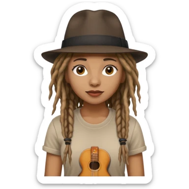 female Musician with dreadlocks and fedora sticker