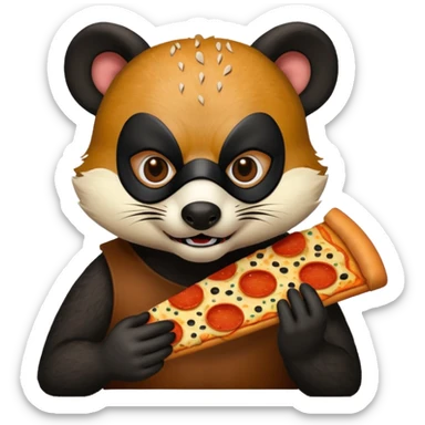 badger eating pizza  sticker