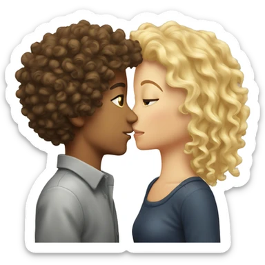 curly hair boy kiss a blonde girl  sticker