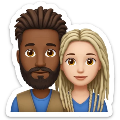 Couple emoji white with man with beard, dark complexion female with mid length locs sticker