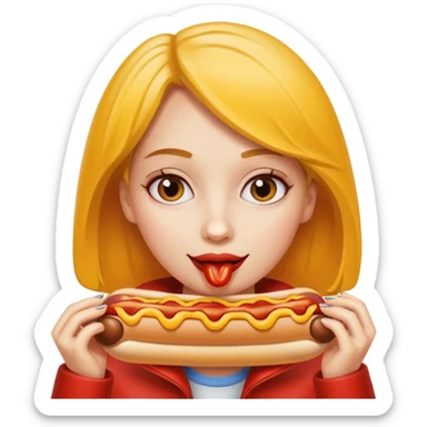 woman eating hotdog sticker