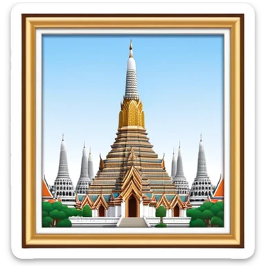 Cinematic Realistic Wat Arun Landmark Emoji, depicting the towering temple spires adorned with intricate porcelain mosaics sticker
