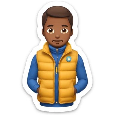 brown skin man with puffer vest sticker