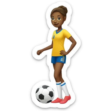 a woman of about 22 years old dribbling the soccer ball with the outside edge of her left foot sticker