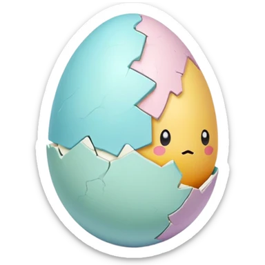 cracked easter egg with surprise inside sticker
