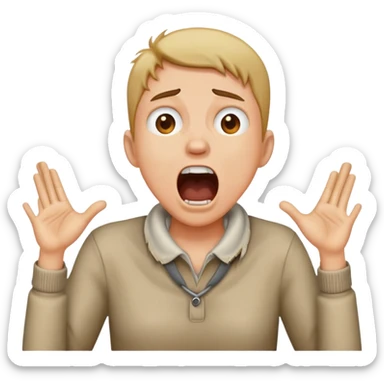 A person yelling grabbing there neck sticker