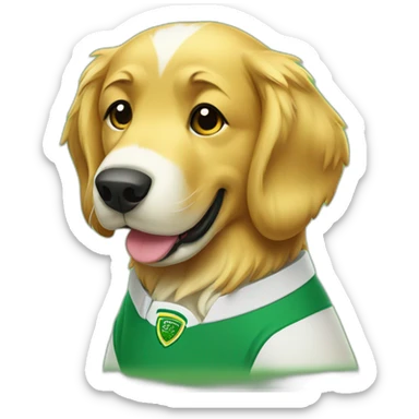 golden retriever dog wearing irish rugby shirt sticker
