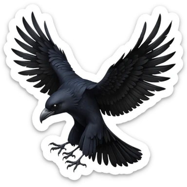 Back of black raven with wings spread sticker