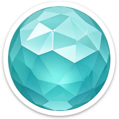 Faceted round smithsonite with robin's egg blue color and holographic shimmer sticker