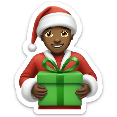 happy boys with Santa sticker